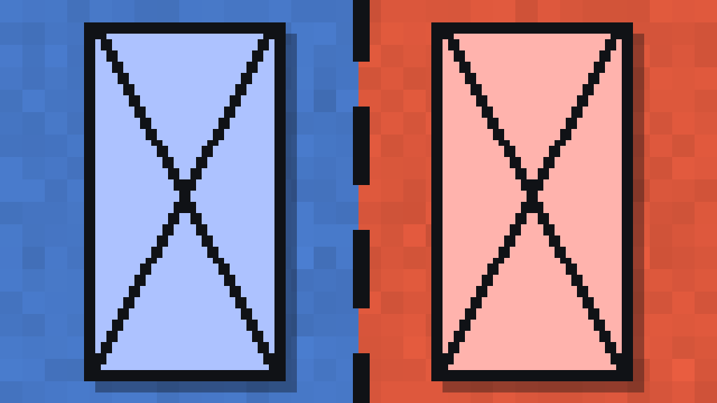 Pixel Conquest: a blue division facing a red division across a border